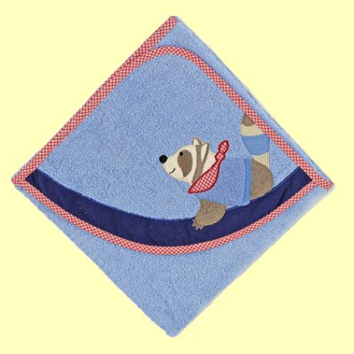 Waschb�r Willy Kapuzenbadetuch blau 80x80 Sterntaler 16102 - Normalbild