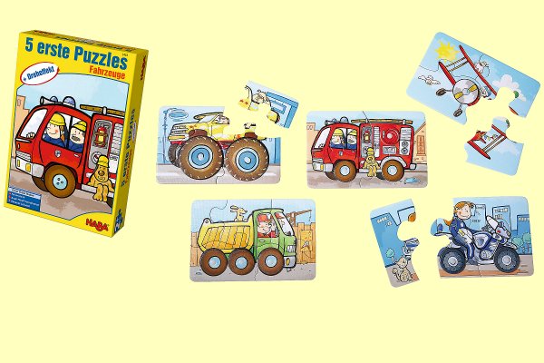 5 erste Puzzle Fahrzeuge Haba 2433 ab 2 Jahre - Normalbild