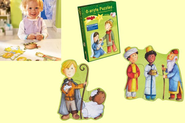 6 erste Puzzles Die Weihnachtsgeschichte Haba 2444 ab 2 Jahre - Normalbild