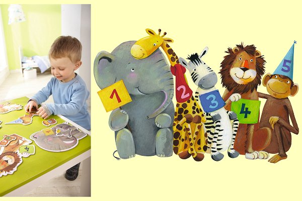 6 erste Puzzles  Zahlenzoo Haba 2448 ab 2 Jahre - Normalbild