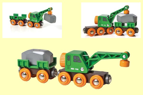 Brio Bahn Gr�ner Kranwagen mit Anh�nger und Fracht Brio 33698 - Normalbild