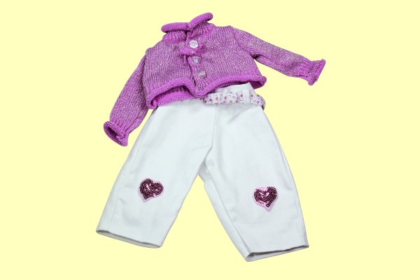 Puppenkleidung Baby 30cm-33cm Hose wei� Strickjacke G�tz 3401854 - Normalbild