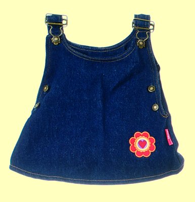 Handpuppe Bekleidung 65cm Jeans-Tr�gerrock Living Puppets W176 - Normalbild