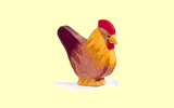 Huhn braun hockend Ostheimer - Normalbild