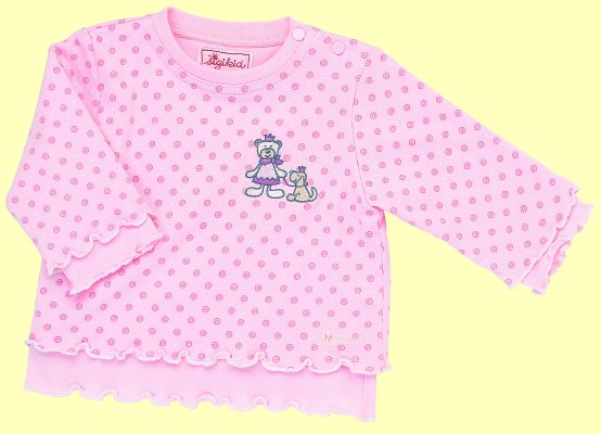 Baby Bear Girl rosa Langarmshirt P�nktchen gef�ttert Gr. 74 - Normalbild