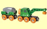 Brio Bahn Gr�ner Kranwagen mit Anh�nger und Fracht Brio 33698