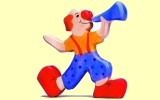 Clown mit Trompete (Holztiger)